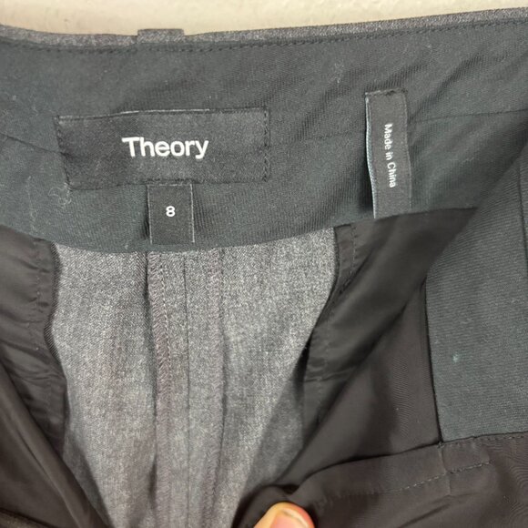 Theory Womens Heather Gray Stretch Mid Rise Straight Ankle Dress Pants Size 8 - Picture 5 of 10